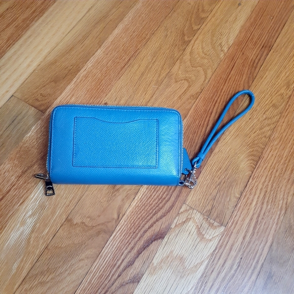Coach  Dempsey Wristlet Zip Around Wallet Os Teal Blue Coach - Picture 2 of 5